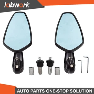 Labwork Universal 7/8" Handle Bar End Rearview Side Mirrors For Honda Yamaha - Picture 1 of 5
