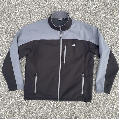 New Balance Jacket Mens Large Gray Black Full Zip Soft Shell Athletic Casual - Image 1 of 4