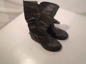 Vegan Leather Calf High Womans Boots Size 8 Brown - Picture 1 of 7