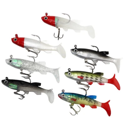 7Pack 9cm/14g Pre-Rigged Jig Bass Trout Fishing Soft Lures Paddle Tail Swimbaits - Image 1 of 4