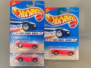 Lotto 3 Hot Wheels Rosa '58 Corvette Coupè 1994 Carta Blu #341 con 7SP e BW - Foto 1 di 9