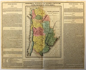 UNITED PROVINCES OF SOUTH AMERICA, Carey & Lea Antique hand colored map 1822 - Picture 1 of 1