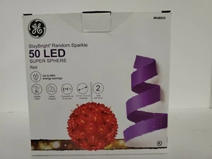 GE 5.5-in Hanging Super Sphere Light Display with 50 Red LED Lights - Picture 1 of 9