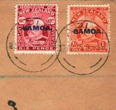 SAMOA WW1 Cover Registered NZ Overprints CENSOR GB Birmingham Wilson 1915 PB340 - Image 1 of 4
