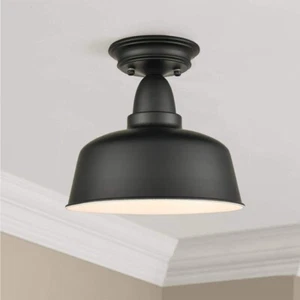 Modern Farmhouse Black Semi-Flush Ceiling Light Fixture Hallway Bedroom Lighting - Picture 1 of 5