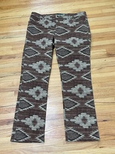 Lauren Ralph Lauren Modern Straight Jeans Women's 16 Brown Denim Southwest Aztec - Picture 1 of 11