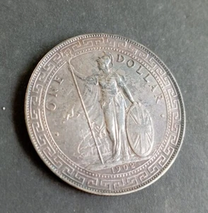 1902B British Trade Dollar Silver Coin (AEF) - Picture 1 of 8