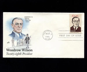 OPC 1986 US President Wilson Artcraft Ameripex Color FDC Sc#2218 Unaddressed - Picture 1 of 1
