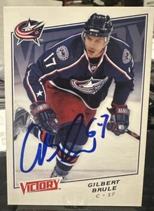 Gilbert Brule Signed 2008-09 Upper Deck Victory Card #141 Blue Jackets - Bild 1 von 2