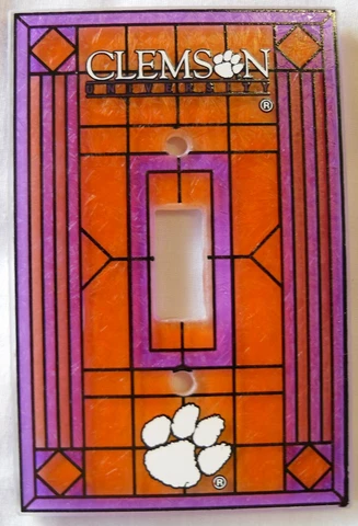 NCAA Clemson Tigers Art Glass Switch Plate Cover Stained Light University Logo Cover