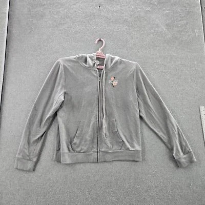 Victoria's Secret ROSA Mujer Sudadera con Capucha L Gris Estampado Floral Ropa Activa Logo LEER Foto 1 de 4