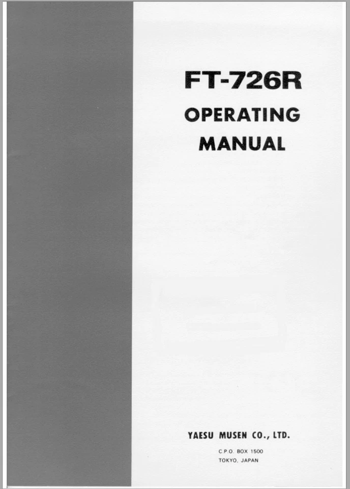 Yaesu FT-726R Instruction manual - Image 1 of 1