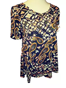 Top manga corta Melocotón Paisley Estampado BOHO Simplemente Cómodo XS LuLaRoe Nuevo sin Etiquetas - Imagen 1 de 12