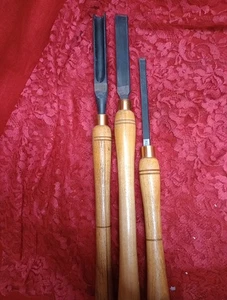Vintage P&N 3pc Woodturning Chisel Set Brass Ferrules - Picture 1 of 7