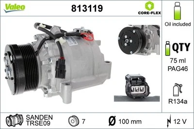 Compressor, air conditioning valeo for HONDA CR-V III 2.0 i-VTEC 813119 - Image 1 of 4