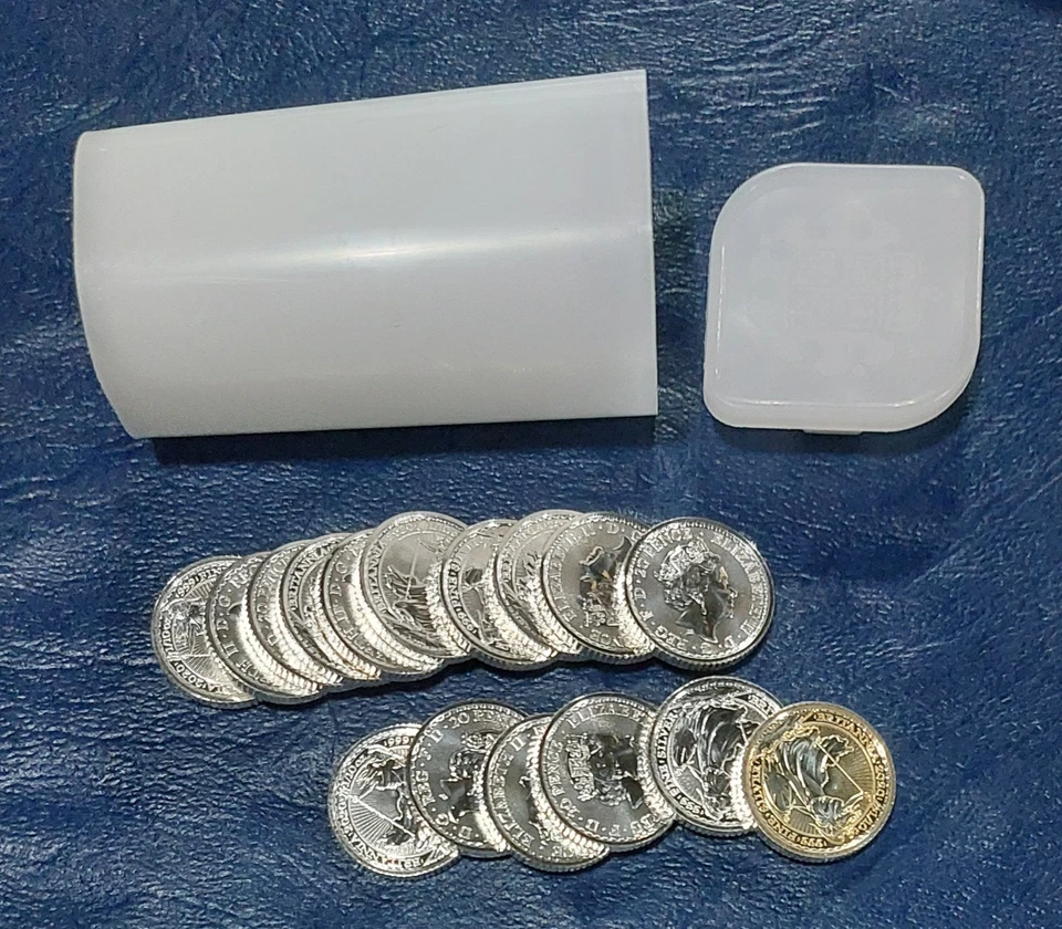 2020  GREAT BRITAIN Roll of 16 Silver 1/10 Oz .999 GEM UNC 20p Coins Lot Tube - Image 1 of 1