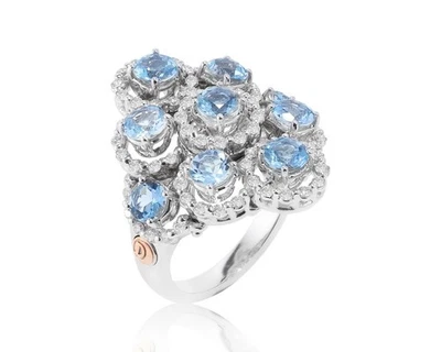 Anillo Damiani Juliette Diamantes Y Aguamarina Oro Blanco K18 Damas Foto 1 de 3