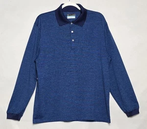 Herren PGA Tour Airflux Langarm Polo Oberteil blau gestreift Größe Large - Bild 1 von 6