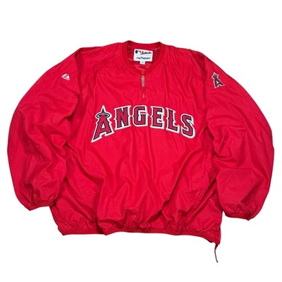 Majestic MLB Los Angeles Angels Pullover Windbreaker Jacket Red XXL Authentic - Image 1 of 4