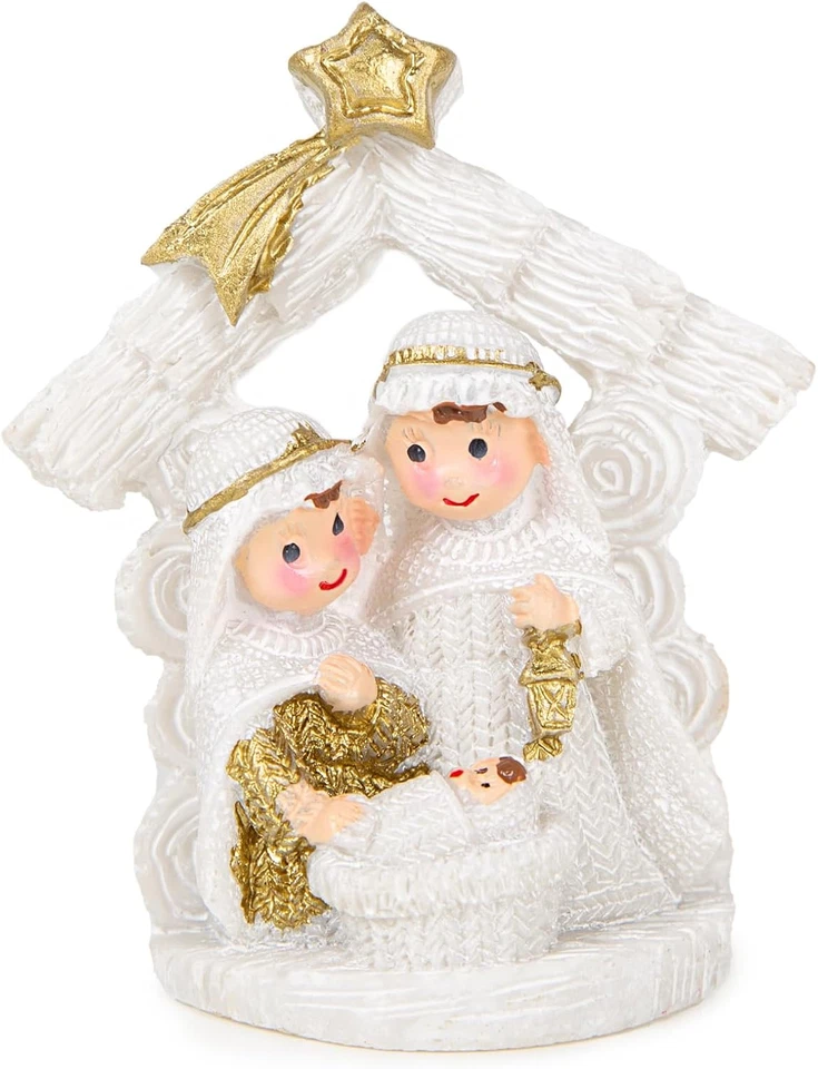 Piccolo Presepe Da Tavolo 8 Cm Mini Presepe Da Appoggiare Sacra Famiglia Figura  - Immagine 1 di 4