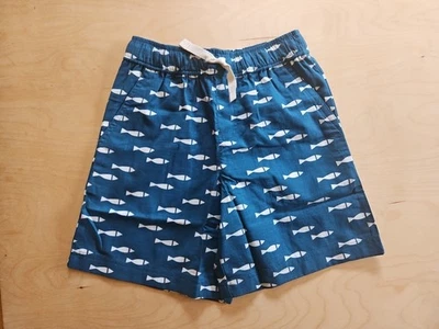 NWT Hanna Andersson POPLIN BLUE FISH WOVEN SHORTS 130 8 $42 - Image 1 of 4