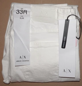 Mens A/X Armani Exchange J13 Jeans 33R Slim Fit Stretch 33x32 White NWT $120 - Picture 1 of 8