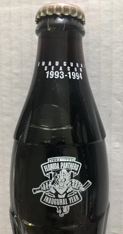 1993-94 Florida Panthers Inaugural Season 🏒NHL Coca-Cola Glass Bottle 🥅 Cover