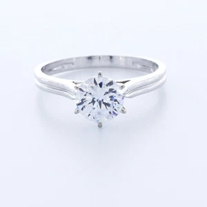 1,52 kt G VS2 runder natürlicher zertifizierter Diamant Platin Solitär Verlobungsring - Bild 1 von 15