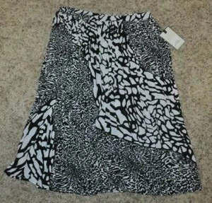 Womens Skirt Dana Buchman Animal Print Black White Elastic Waist $48 NEW-size L - Picture 1 of 4