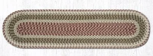 Braided Jute Oval Table Runner. Earth Rugs. OLIVE, GRAY, BURGUNDY. 13" X 48" - Picture 1 of 1
