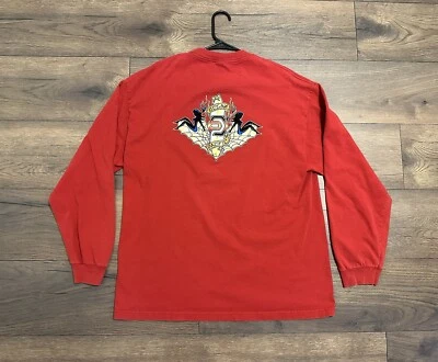 Camisa OP De Colección Manga Larga Para Hombre XL Cuello Redondo Y2K Rojo Terciopelo Gráfico Foto 1 de 4