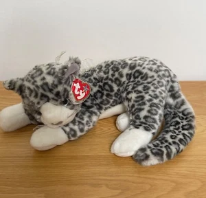 Ty Beanie Buddies Purr Cat Grey Spotted Tabby Soft Plush Toy 12” Tag 2002 - Picture 1 of 13