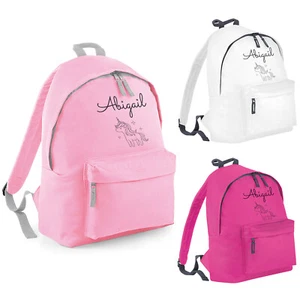 Personalised Name Unicorn Backpack Kids Boys Girls School Nursery Bag Rucksack - Picture 1 of 4