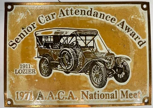 1971 Latón Metal AACA National Meet Show Placa de tablero Senior Car Asistence Award - Imagen 1 de 4