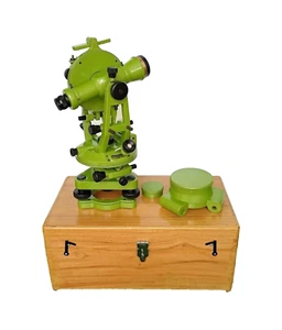 Scientific Transit Theodolite Surveying Aluminium Vernier Alidade with Wood Box - Picture 1 of 7