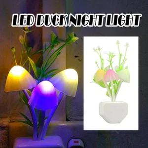Mushroom LED Night Light Colorful US EU Plug Sensor room Wall Lamp Dusk to Dawn - Picture 1 of 21