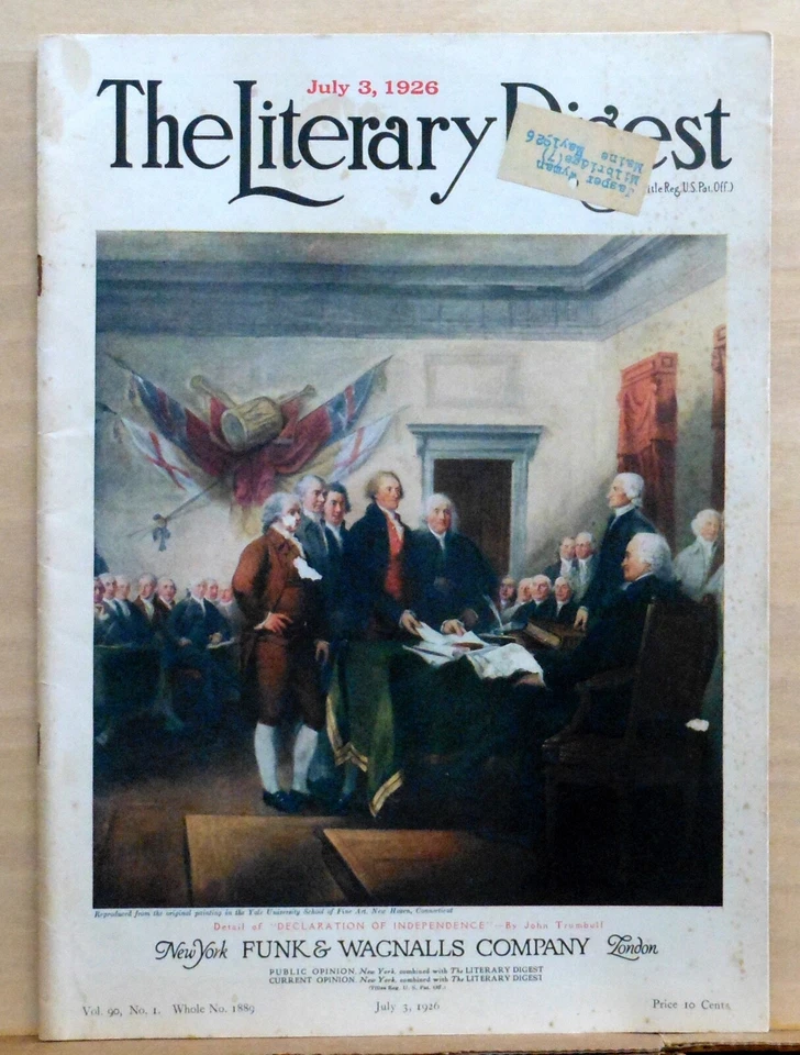 Literary Digest - July 3, 1926 - Declaration of Independence by John Trumbull - Image 1 of 1