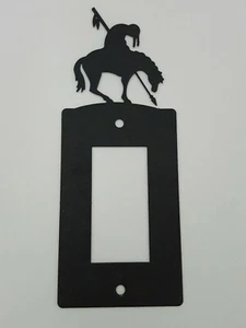 End Of The Trail Black Outlet Covers Switch Plates Toggle Country Western Cabin - Picture 1 of 21
