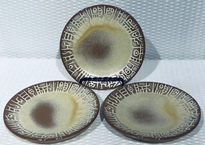 Lot of 3 ~ Frankoma Pottery Mayan Aztec Gold 5 1/4” Saucer/Dessert Plates 7G - Picture 1 of 9
