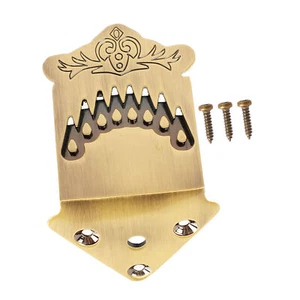 Metal Bronze 8-String Mandolin Tailpiece Feather Pattern Instrument Part - Picture 1 of 16