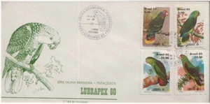 1980 Brazil LUBRAPEX 80 Parrots Birds Fauna FDC - Picture 1 of 1