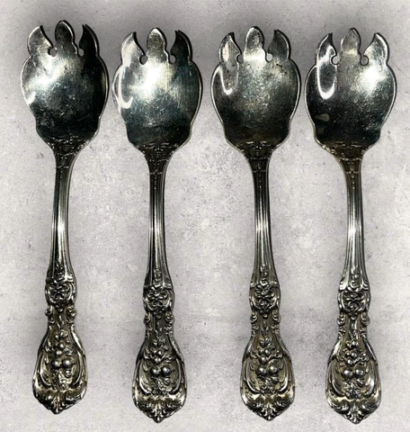 4 Reed & Barton Francis I Sterling Silver Ice Cream Forks 5 5/8" No Monogram Cover
