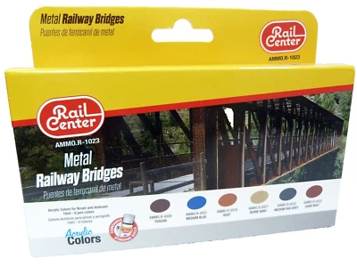 Rail Center Railway Bridge colour. 6 colours for brush or airbrush. AMMO.R-1023 - Image 1 of 2