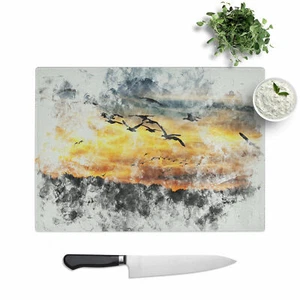 Geese At Sunset Chopping Board Glass Textured Cutting Worktop Saver Kitchen - Picture 1 of 5
