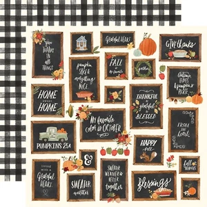 2 Blatt Carta Bella Papier HALLO HERBST 12x12 Cardstock - Dankeschön Tafeln - Bild 1 von 1