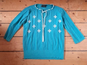 Strickpullover Voodoo Füchsin grün Blumen Boho UK 14 NEU - Bild 1 von 6