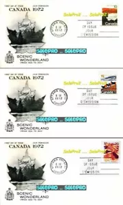 3x CANADA 1972 LANDSCAPES SCENIC WONDERLAND FV FACE 45 CENT STAMP COVER FDC LOT - Picture 1 of 5