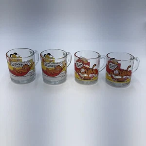 (Lot Of 4) Garfield Glass Mug Cup McDonald's Use Your Friends Wisely Jim Davis - Picture 1 of 9