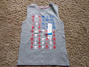 JUMPING BEANS boy's sz M (5-6) gray muscle tank NWT skull & bones sleeveless top - Picture 1 of 3