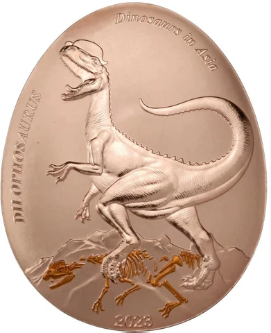 Samoa 2023 Dinosaurs in Asia Series 8-Dilophosaurus Curved commemorative coin Cover